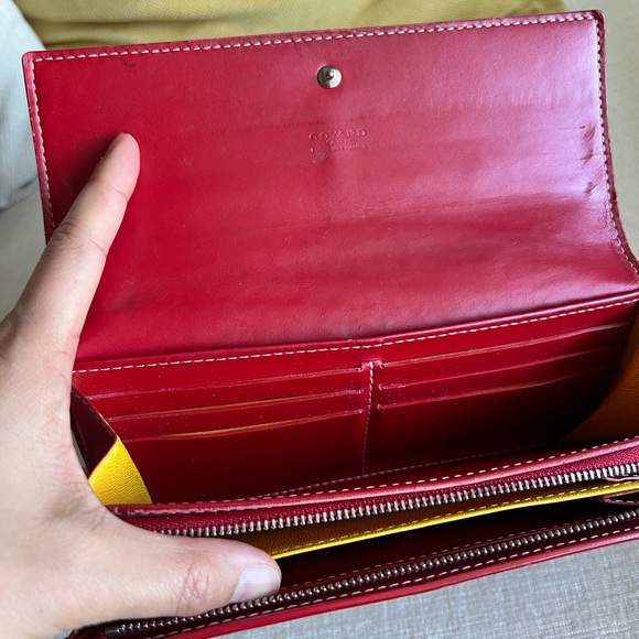 Authentic Goyard Red Long Wallet Leather Goyardine - Picture 6 of 15